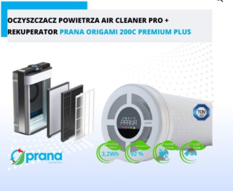 ZESTAW OCZYSZCZACZ POWIETRZA PRANA AIR CLEANER PRO + REKUPERATOR PRANA ORIGAMI 200C PREMIUM PLUS ZESTAW OCZYSZCZACZ POWIETRZA PRANA AIR CLEANER PRO + REKUPERATOR PRANA ORIGAMI 200C PREMIUM PLUS